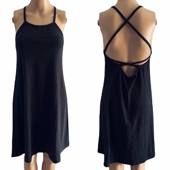 NWOT LAmade open back halter dress S charcoal gray - Picture 1 of 13